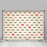 Aperturee - Aperturee Black Red Beard Love Heart Fathers Day Photo Backdrop